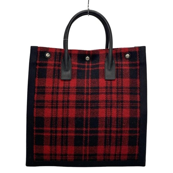 SAINT LAURENT PARIS Noe N/S tote bag Red Black Tweeds Canvas Leather 622-071625 - Picture 2 of 13